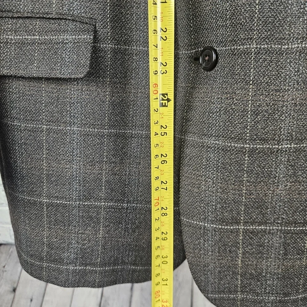 Vintage Hart Schaffner Marx Wool Blazer 43R Windowpane Sport Coat Union Made USA